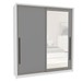 Guarda-Roupa Casal Valência 2 Portas 2 Gavetas com Espelho Branco/Cinza - Politorno