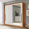 Guarda-Roupa Casal Valência 2 Portas 2 Gavetas com Espelho Freijó/Branco - Politorno