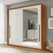 Guarda-Roupa Casal Valência 2 Portas 2 Gavetas com Espelho Freijó/Branco - Politorno