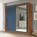 Guarda-Roupa Casal Valência 2 Portas 2 Gavetas com Espelho Freijó/Azul - Politorno