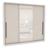 Guarda-Roupa Casal Valência 3 Portas 4 Gavetas com Espelho Branco/Creme - Politorno