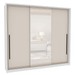 Guarda-Roupa Casal Valência 3 Portas 4 Gavetas com Espelho Branco/Creme - Politorno