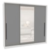 Guarda-Roupa Casal Valência 3 Portas 4 Gavetas com Espelho Branco/Cinza - Politorno