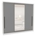 Guarda-Roupa Casal Valência 3 Portas 4 Gavetas com Espelho Branco/Cinza - Politorno