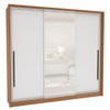 Guarda-Roupa Casal Valência 3 Portas 4 Gavetas com Espelho Freijó/Branco - Politorno