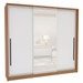 Guarda-Roupa Casal Valência 3 Portas 4 Gavetas com Espelho Freijó/Branco - Politorno