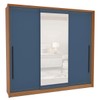 Guarda-Roupa Casal Valência 3 Portas 4 Gavetas com Espelho Freijó/Azul - Politorno