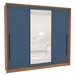 Guarda-Roupa Casal Valência 3 Portas 4 Gavetas com Espelho Freijó/Azul - Politorno