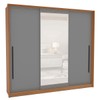 Guarda-Roupa Casal Valência 3 Portas 4 Gavetas com Espelho Freijó/Cinza - Politorno