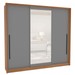 Guarda-Roupa Casal Valência 3 Portas 4 Gavetas com Espelho Freijó/Cinza - Politorno