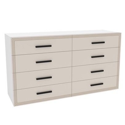 Cômoda Valência 8 Gavetas Branco/Creme - Politorno