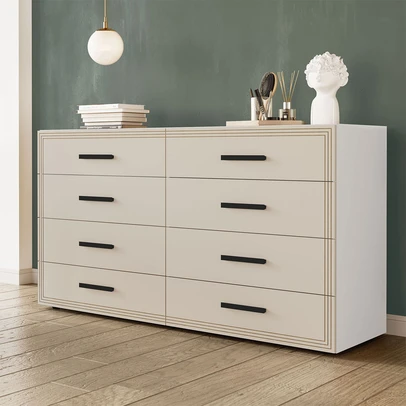 Cômoda Valência 8 Gavetas Branco/Creme - Politorno