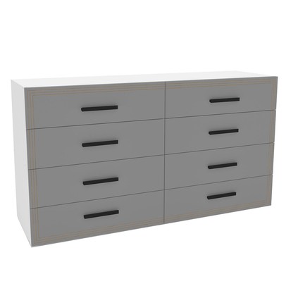 Cômoda Valência 8 Gavetas Branco/Cinza - Politorno