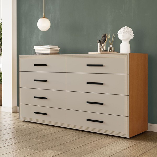 Cômoda Valência 8 Gavetas Freijó/Creme - Politorno