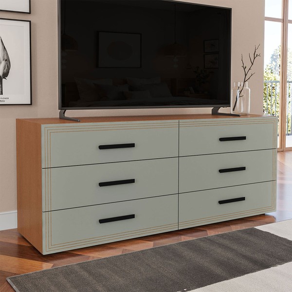 Cômoda Valência 6 Gavetas Freijó/Verde - Politorno