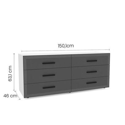 Cômoda Valência 6 Gavetas Freijó/Creme - Politorno