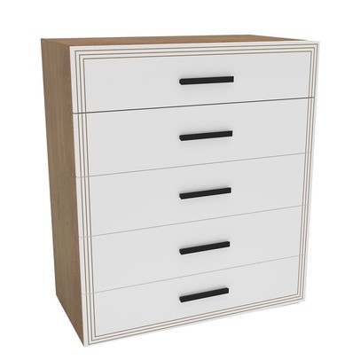 Cômoda Valência 5 Gavetas Freijó/Branco - Politorno