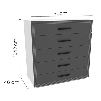 Cômoda Valência 5 Gavetas Freijó/Branco - Politorno