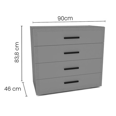 Cômoda Valência 4 Gavetas Branco/Azul - Politorno