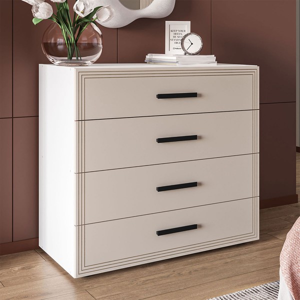 Cômoda Valência 4 Gavetas Branco/Creme - Politorno