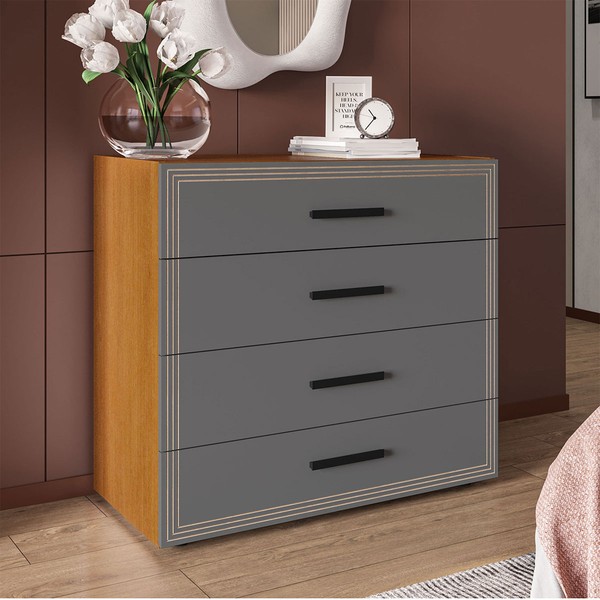 Cômoda Valência 4 Gavetas Freijó/Cinza - Politorno