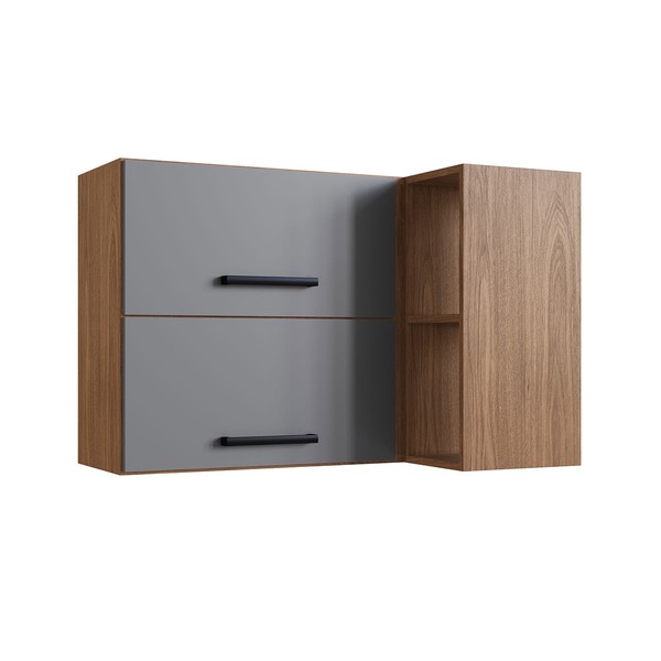 Armário Aéreo de Cozinha Giovanna 2 Portas Freijó/Cinza - Irm Móveis