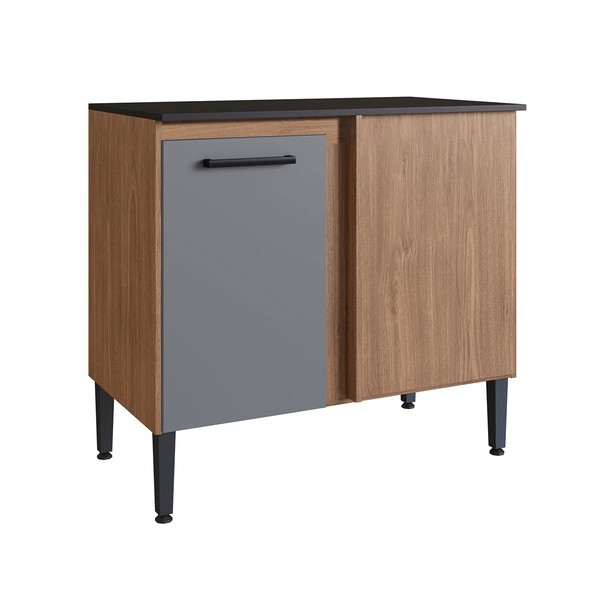 Balcão de Cozinha Giovanna 1 Porta Freijó/Cinza - Irm Móveis