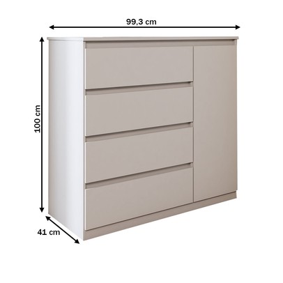 Cômoda Luna 1 Porta 4 Gavetas Branco Neve - Panorama Móveis