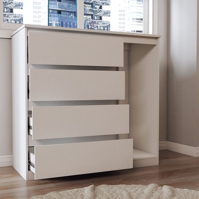 Cômoda Luna 1 Porta 4 Gavetas Branco Neve - Panorama Móveis