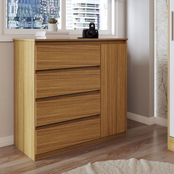 Cômoda Luna 1 Porta 4 Gavetas Marrocos/Off White - Panorama Móveis