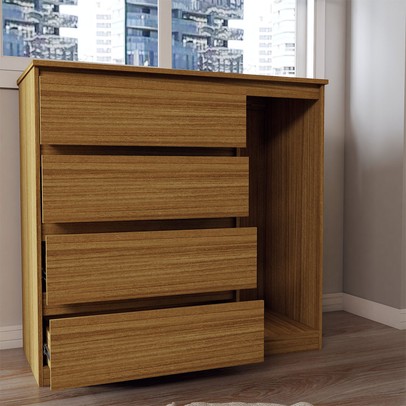 Guarda-Roupa Solteiro Lupin 2 Portas 2 Gavetas e Cômoda 4 Gavetas Marrocos - Panorama Móveis