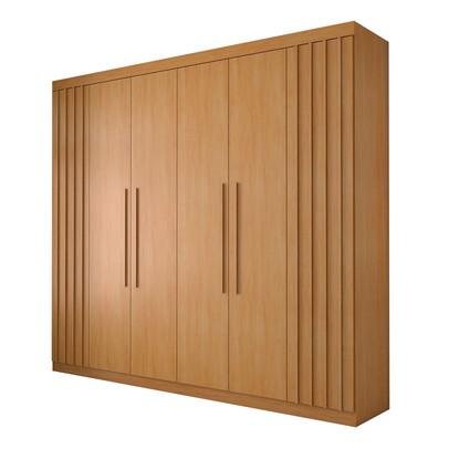 Guarda-Roupa Casal Rúbeo 6 Portas 3 Gavetas Ripado Cinamomo Estrutura Premium 15mm - Panorama Móveis
