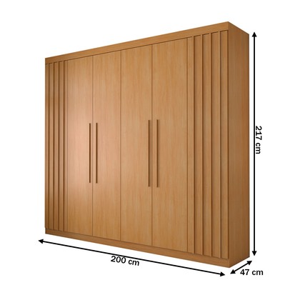 Guarda-Roupa Casal Rúbeo 6 Portas 3 Gavetas Ripado Cinamomo Estrutura Premium 15mm - Panorama Móveis