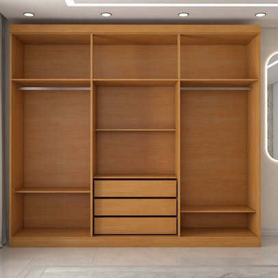 Guarda-Roupa Casal Rúbeo 6 Portas 3 Gavetas Ripado Cinamomo Estrutura Premium 15mm - Panorama Móveis