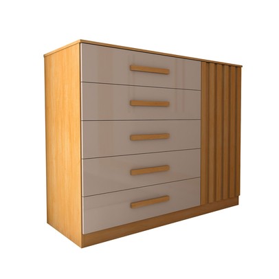 Cômoda Argo 1 Porta 5 Gavetas Cinamomo/Off White Estrutura Premium 15mm - Panorama Móveis
