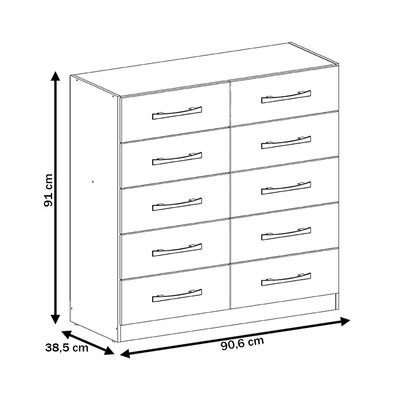 Cômoda 10 Gavetas Kairos Cacau - Pnr Móveis