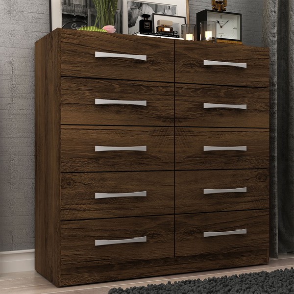Cômoda 10 Gavetas Kairos Cacau - Pnr Móveis