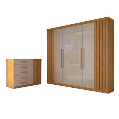 Guarda-Roupa Casal Astoria 7 Portas 8 Gavetas Cinamomo/Off White - Panorama Móveis