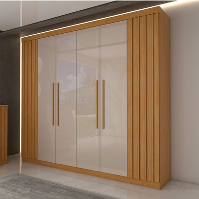 Guarda-Roupa Casal Astoria 7 Portas 8 Gavetas Cinamomo/Off White - Panorama Móveis