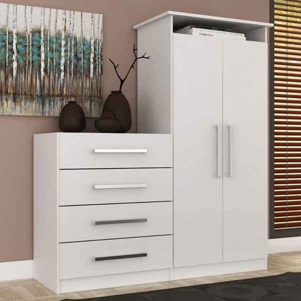 Cômoda Geórgia 2 Portas 4 Gavetas Branco - Pnr Móveis