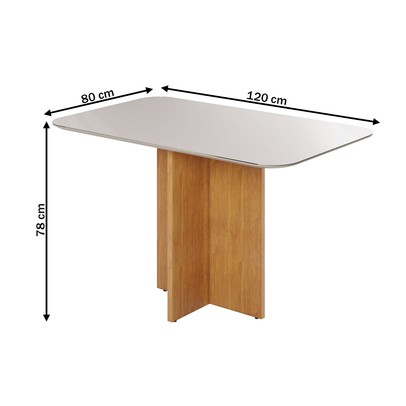 Mesa de Madeira Madrid 120 Cm com Vidro Cinamomo/Off White - Pnr Móveis