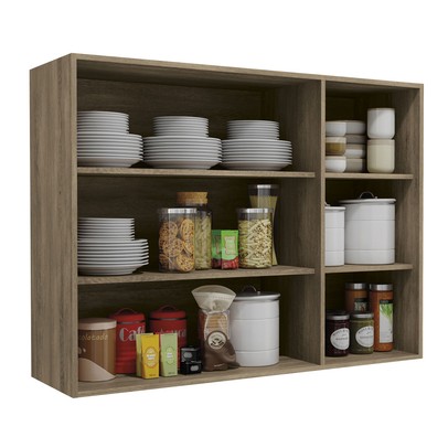 Armário Aéreo Cozinha 120 Cm Mônica 3 Portas Nogal - Kappesberg