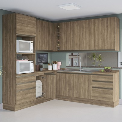 Armário Aéreo Cozinha 120 Cm Mônica 3 Portas Nogal - Kappesberg