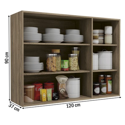 Armário Aéreo Cozinha 120 Cm Mônica 3 Portas Nogal - Kappesberg