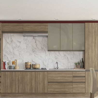 Armário Aéreo Cozinha 120 Cm Mônica 3 Portas com Vidro Nogal - Kappesberg