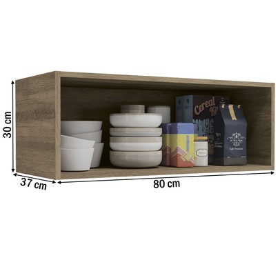 Armário Aéreo Cozinha 80 Cm Mônica 1 Porta Nogal - Kappesberg