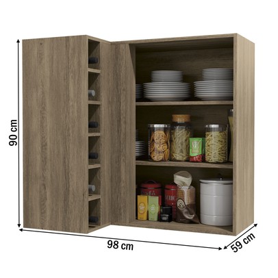 Armário Aéreo Cozinha 98 Cm Mônica 1 Porta Nogal - Kappesberg