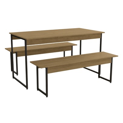 Mesa de Madeira com 2 Bancos Harley Freijó/Preto Fosco - Kappesberg