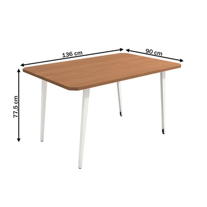 Mesa de Jantar Letícia 6 Lugares Branco/Canela/Cappuccino - Kappesberg Crome