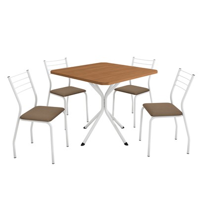 Mesa de Jantar 4 Lugares Natalia Branco/Canela/Bege - Kappesberg Crome